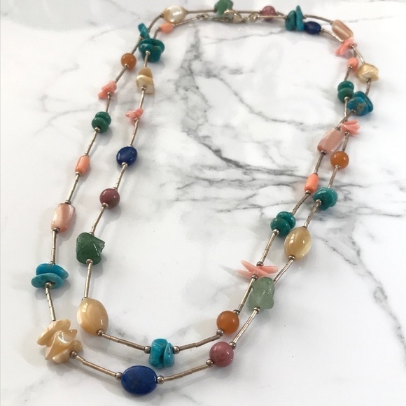 Fabulous 925 Liquid Silver Multi Gemstone Necklace - Picture 3 of 12